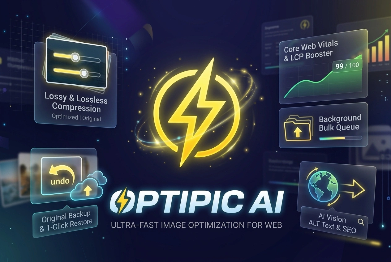 OptiPic AI – Image Optimizer and ALT text generator Core Web Vitals & LCP Booster